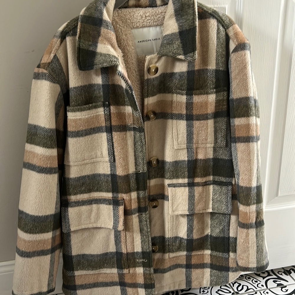 American Eagle Outfitters flannel sherpa lined jacket. xs Chore coat style